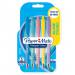 The picture shows a colorful pack of five ballpoint pens from Newell Brands Paper Mate brand. Each pen has a pastel-colored barrel and is labeled with the brand name. The ink color is black and the pens are retractable for convenience.