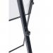 The photo shows a sturdy and versatile flipchart easel with a melamine footbar. The easel measures 700 x 1000mm and is designed by Bi-Silque for their Bi-Office line of products. The easel is covered in a sleek and professional white surface, perfect for writing and displaying notes or charts during presentations. The easel also features a height-adjustable stand to accommodate different users and a sturdy clip to hold papers securely. The easel is easy to set up and can be used in a variety of settings, such as offices, classrooms, or conference rooms. It is a must-have for any professional or educational setting.