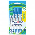 Paper Mate 2187679 Kilometrico Recycled Blue Ball Pen pack of 8 pens 33483J