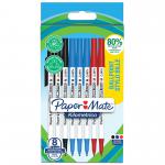 Paper Mate 2187680 Kilometrico Recycled Assorted Ball Pen pack of 8 pens 33484J