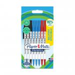 Paper Mate 2187680 Kilometrico Recycled Assorted Ball Pen pack of 8 pens 33484J