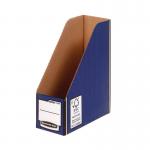 The photo features a set of five blue Fellowes Books & Magazine Racks Bankers Box Magazine Files, each with a sleek and modern design. The files are labeled with the brands logo, and the racks provide ample space for storing and organizing books and magazines. The racks are sturdy and durable, making them perfect for use in any home or office setting. The blue color adds a pop of color to the overall aesthetic of the photo.