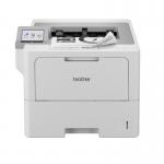 This picture shows a sleek black Brother laser printer with the model name HL-L6410DN visible on the front panel. It has a prominent LCD screen and a paper tray at the bottom. The printer appears to be compact and modern in design.