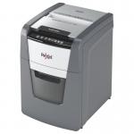 The photo showcases the sleek design of the ACCO Brands Medium Office Shredders Rexel Optimum AutoFeed Plus 90X. The automatic cross cut shredder is shown efficiently shredding papers with ease. The powerful motor and ample capacity make it perfect for any office setting.