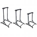 This photo shows a sleek metal trolley with adjustable levels, perfect for storing large plan filings. It features the trademark Arnos logo and has wheels for easy transport. The trolley can hold multiple hanging plan folders, making organization effortless.