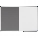 A photo of the Edding Combi Notice Boards Legamaster UNITE combiboard textile in grey measures 60x90cm. The board has a sleek and modern appearance with a fabric texture, perfect for displaying notes or important information. It also features a combi-corner for added functionality.