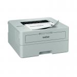 This picture depicts a Brother HL-L2865DW Professional Compact Mono Laser Printer. It has a sleek and compact design, with a clean white exterior and a large control panel. The printer also has a paper tray and a clear display screen.