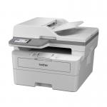 This photograph features a sleek, compact and professional Brother MFC-L2980DW multifunction laser printer in bold black and white. Its all-in-one design includes mono laser technology and the model number 34940J can be seen on the bottom left corner.