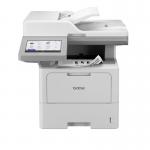 In the photo, a sleek and modern Brother MFC-L6915DN A4 Mono Laser Multifunction printer is seen. The printer is compact and efficient, with a black and white design. The laser technology ensures crisp and clear prints, while the multifunction capability allows for printing, scanning, and copying all in one device. LED lights and buttons are visible on the control panel, making operations easy and user-friendly. Overall, the Brother Laser Printer is a professional and versatile choice for any office setting.