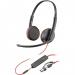 HP Poly Blackwire C3225 3.5mm and USB UC Stereo Headset with USB-A to C Adaptor 35010J