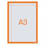 Nobo 1915698 Self-adhesive Magnetic Poster Frame A3 Orange 35019J