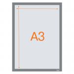 Nobo 1915699 Self-adhesive Magnetic Poster Frame A3 Silver 35020J