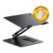 The picture shows the Alogic Elite Adjustable Laptop Riser in sleek Space Grey, accompanied by the convenient KeyLight 2,000mAh Portable Power Bank. The laptop stands tall, while the power bank sits next to it, all ready to enhance your work or play setup. A practical and stylish addition to any desk.
