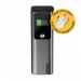 The picture shows two sleek black power banks stacked on top of each other. The larger one has a capacity of 27,000mAh while the smaller one has 2,000mAh. Both have the brand name Alogic written on them and come with a free KeyLight attachment. The overall design is modern and portable.