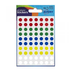 Avery 32-291 8 mm Round Assorted Colour Stickers 35295J