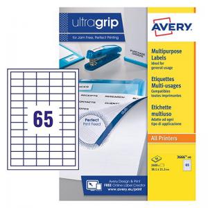 Avery 3666 Multipurpose Labels 40 sheets - 65 labels per sheet 35299J