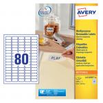 This image shows the Avery UK Mini labels, with 25 sheets and 80 labels per sheet. The labels measure 35.6 x 16.9mm and are multipurpose. The label sheets are numbered L4732REV-25 and have product code 35313J.