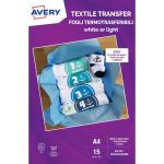 Avery MD1004 210 x 297mm Textile Transfer Paper 15 Sheets 35326J