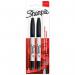 This image features a pack of 12 twin packs of Newell Brands Sharpie markers. The markers are in black and have twin tips for versatile use. Each pack contains a total of 24 markers.