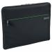 The photograph shows a sleek, black 13.3 laptop sleeve made by ACCO Brands. It has the Leitz Complete logo on the front and features a padded interior, perfect for protecting your laptop while on the go.