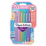 A vibrant display of vividly colored Paper Mate Flair Candy Pop fibre tip pens from Newell Brands. The set includes 6 packs of assorted colors, with a total of 12 packs in a box. Perfect for adding a fun and colorful touch to your writing and drawing projects.