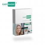 This image features a modern and sleek ID card design software, EasyBadge Professional. It includes easy-to-use tools for creating personalized name badges. The software interface is user-friendly and professional, with a clean design.