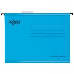 Rexel Classic Foolscap Reinforced Suspension File Blue 15mm V-base Pack of 25 36110J