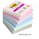 Post it Pack of 6 Super Sticky Notes Soulful Colours 76x76mm 90 Sheets 36184J