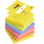 Post-it Pack of 6 Z Notes 76x76mm 100 Sheets Neon Rainbow 36187J