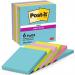 Post-It Pack of 6 Super Sticky Notes 76x76mm 90 Sheets Cosmic Colours 36193J