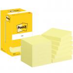 Post-it Pack of 12 Notes 76x76mm 100 Sheets Canary Yellow 36196J