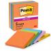 Post it Pack of 5 Super Sticky Notes Boost Colours 76x76mm 90 Sheets 36204J