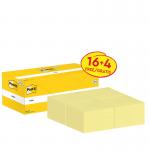 Post-it Pack of 20 Notes Value Pack 76x76mm 100 Sheets Canary Yellow 36213J