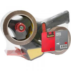 Scotch HD Pistol Grip Dispenser + 2 Rolls Scotch Tape Brown 50mm x 66m 36221J