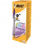 Bic Pack of 20 Cristal Fun Purple Ballpoint Pen 1.6mm Tip 36257J