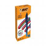 Bic Pack of 12 Assorted Colour Smooth Black Barrel Ballpoint Pen 36264J