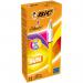 Bic Pack of 12 Assorted Colour Sun Sunny Yellow Barrel Ballpoint Pen 36265J