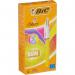 Bic Pack of 12 Assorted Colour Sun Sunny Yellow Barrel Ballpoint Pen 36265J