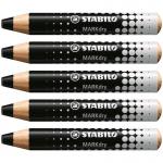 STABILO MARKdry Whiteboard and Flipchart Marker Pencil Pack of 5 Black 36314J