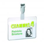 Durable Conference Clip Name Badge Holders and Cards Pack of 25 60x90mm 36349J