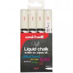 uni-ball 4 Pack Chalk Markers Medium Tip 1.8-2.5mm White 36685J