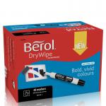 Berol Dry Wipe Whiteboard Marker Pens Black Bullet Tip Pack of 48 36723J