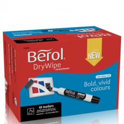 Berol Dry Wipe Whiteboard Marker Pens Assorted colours Chisel Tip Pack of 48 36726J