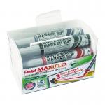 Pentel Maxiflo 4 Pack Assorted Colour Whiteboard Set Bullet Tip 3mm Line 36747J
