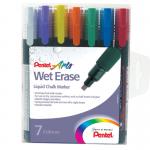 Pentel Wet Erase 7 Pack Assorted Colour Chalk Marker Chisel Tip 2-4mm Line 36761J