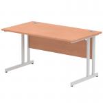 Dynamic Impulse 1400 x 800mm Straight Desk Beech Top Silver Cantilever Leg 36805J