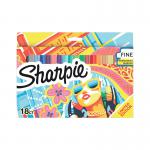 Sharpie Permanent Markers Fine Colouring Pens Assorted (Pack of 18) 2223752 GL23752