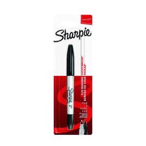 Image of Sharpie Permanent Markers Twin Tip Blister Black Pack of 12 S0811100