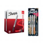 Sharpie Permanent Marker Fine Black (Pack of 36) + FOC Metallic Sharpies GL839629