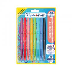 Paper Mate Flair Dual Felt Tip Brush + Medium Tip Assorted (Pack of 8) 2199386 GL99386